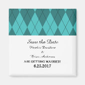 Turquoise Argyle Save the Date Magnet (Voorkant)