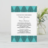 Turquoise Argyle Wedding Invite Kaart (Staand voorkant)