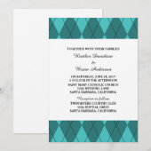 Turquoise Argyle Wedding Invite Kaart (Voorkant / Achterkant)