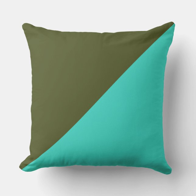 Turquoise & Army green Solid Color Background Kussen (Voorkant)