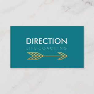Turquoise Arrow Bold Text Creative Life Coaching Visitekaartje