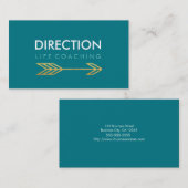 Turquoise Arrow Bold Text Creative Life Coaching Visitekaartje (Voorkant / Achterkant)