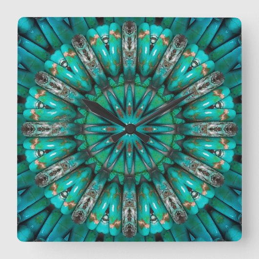 Turquoise Art 1 Clock Vierkante Klok (Voorkant)