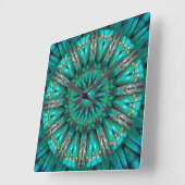 Turquoise Art 1 Clock Vierkante Klok (Hoek)