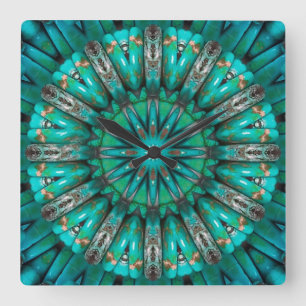 Turquoise Art 1 Clock Vierkante Klok