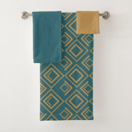 Turquoise art deco bad handdoek