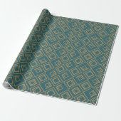 Turquoise art deco cadeaupapier (Uitgerold)