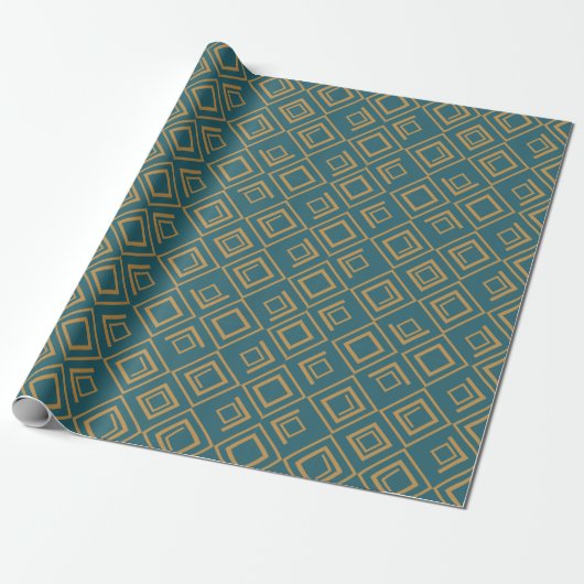 Turquoise art deco cadeaupapier (Uitgerold)