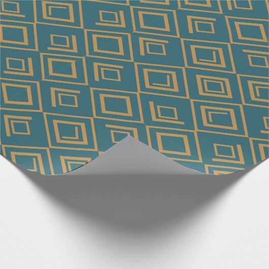 Turquoise art deco cadeaupapier (Hoek)