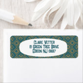 Turquoise art deco etiket (Insitu)