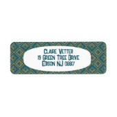 Turquoise art deco etiket (Voorkant)