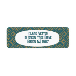 Turquoise art deco etiket