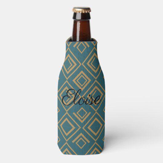 Turquoise art deco flesjeskoeler (Fles Voorkant)