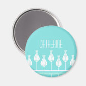 Turquoise Art Deco Floral Magnet (Voorkant / Achterkant)