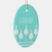 Turquoise Art Deco Floral Oval Ornament (Rechts)