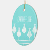 Turquoise Art Deco Floral Oval Ornament (Links)