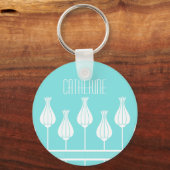 Turquoise Art Deco Floral Sleutelhanger (Voorkant)
