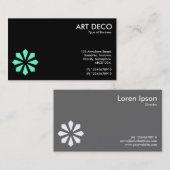 Turquoise Art Deco Flower Symbool - zwart Visitekaartje (Voorkant / Achterkant)