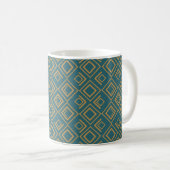 Turquoise art deco koffiemok (Voorkant rechts)