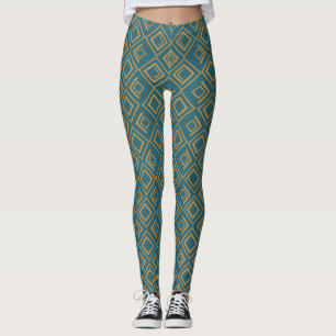 Turquoise art deco leggings