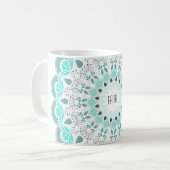  Turquoise Art Deco Mandala Mok (Voorkant links)