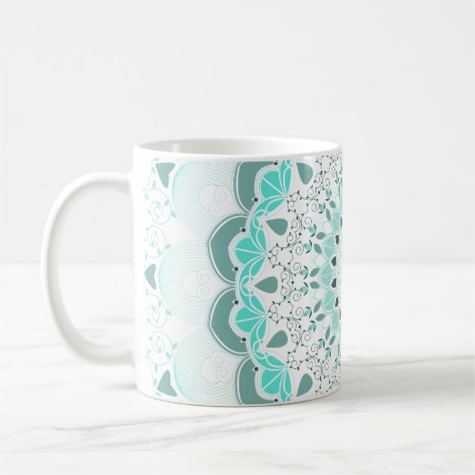  Turquoise Art Deco Mandala Mok (Links)