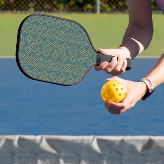 Turquoise art deco pickleball paddle (Insitu)
