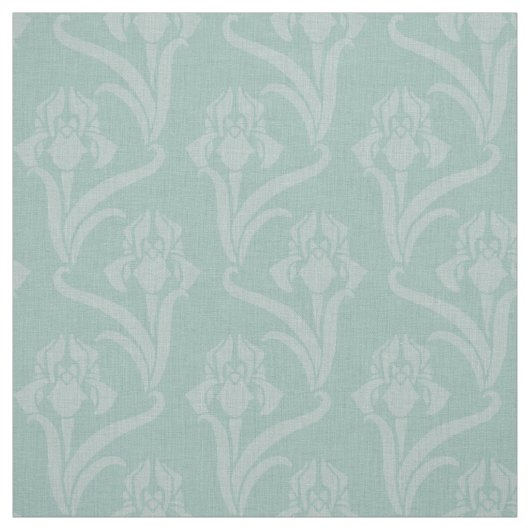 Turquoise Art Nouveau Iris Stof (Swatch)