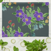 Turquoise Artsy Floral Theedoek (Gevouwen)