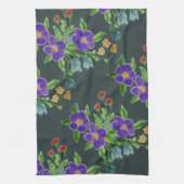 Turquoise Artsy Floral Theedoek (Verticaal)