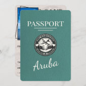 Turquoise Aruba Passport Bewaar de datum Save The Date (Voorkant / Achterkant)