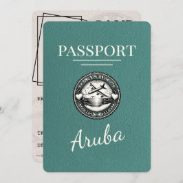 Turquoise Aruba Passport Bewaar de datum Save The Date