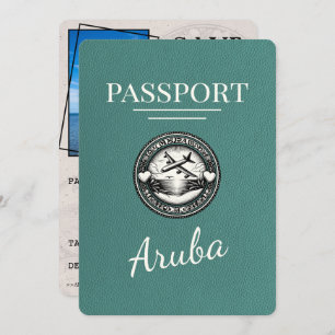 Turquoise Aruba Passport Bewaar de datum Save The Date