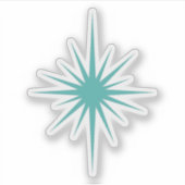 Turquoise Atomic Starburst Mid Century Modern Sticker (Voorkant)