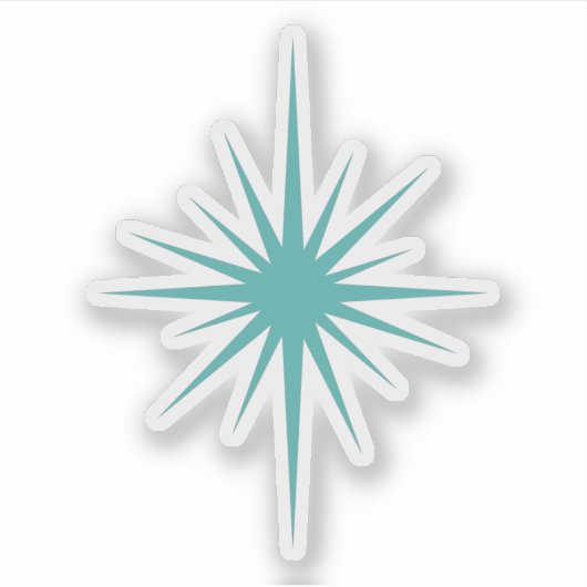 Turquoise Atomic Starburst Mid Century Modern Sticker (Voorkant)