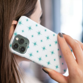 Turquoise Atomic Starburst Mid Century Patroon Case-Mate iPhone 14 Hoesje