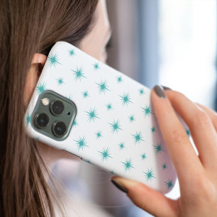 Turquoise Atomic Starburst Mid Century Patroon Case-Mate iPhone 14 Hoesje