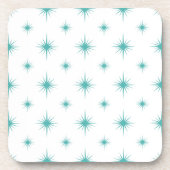 Turquoise Atomic Starburst Patroon Mid Century Bier Onderzetter (Voorkant)