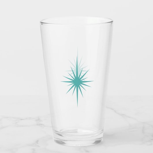 Turquoise Atomic Starburst Retro Mideeuw Glas (Achterkant)
