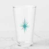 Turquoise Atomic Starburst Retro Mideeuw Glas (Voorkant)
