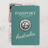 Turquoise Australië paspoort Bewaar de datum Save The Date (Voorkant / Achterkant)