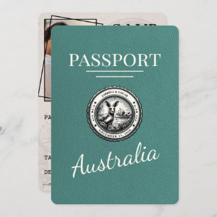 Turquoise Australië paspoort Bewaar de datum Save The Date