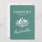 Turquoise Australië Passport Wedding Kaart (Achterkant)