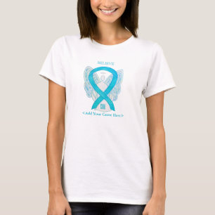 Turquoise Awareness Ribbon Angel Custom Shirten T-shirt