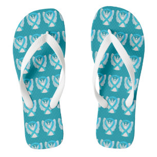 Turquoise Awareness Ribbon Angel Custom Teenslippe Teenslippers