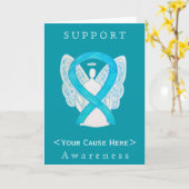 Turquoise Awareness Ribbon Angel Gepersonaliseerd  Kaart (Gele Bloem)