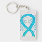Turquoise Awareness Ribbon Angel Key chain Sleutelhanger (Voorkant)