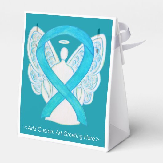 Turquoise Awareness Ribbon Angel Party Favor Box Bedankdoosjes (Achterkant)