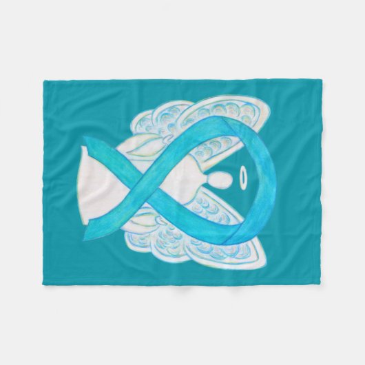 Turquoise Awareness Ribbon Angel Soft Blanket Fleece Deken (Voorkant (Horizontaal))