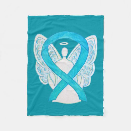 Turquoise Awareness Ribbon Angel Soft Blanket Fleece Deken (Voorkant)